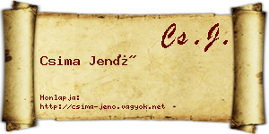 Csima Jenő névjegykártya